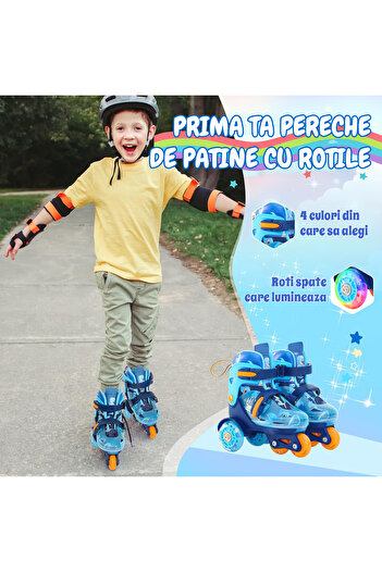Elindor ® Adjustable Roller Skates for Kids, Girls and Boys, Size XS, 25-27.5, Blue