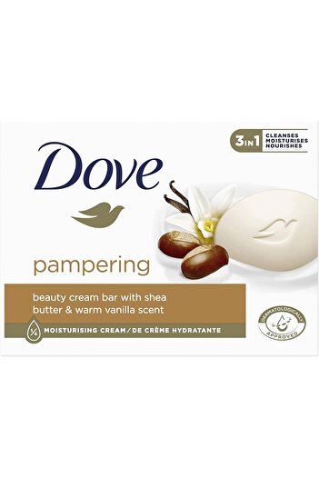 Dove Beauty Cream Bar Pampering Shea Butter Hand Soap with 1/4 Moisturising Cream for Soft and Smoot