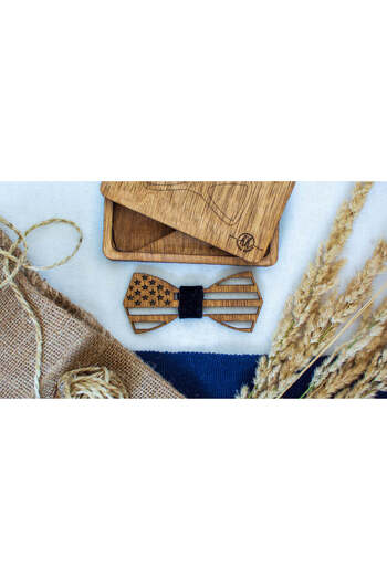OEM Wooden Bow Tie HH323, Handmade, in Premium Personalized Box