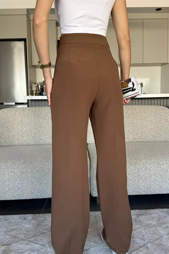 julude Brown Women's Wide-Leg Fabric Pants