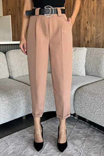 julude Biscuit Women's Double Leg Pants with Belt Accessories