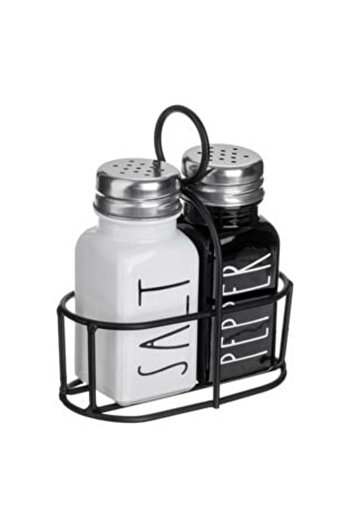 OEM Set Solnite Sare Piper din Sticla Neagra Alba cu Baza Metalica 85 ml