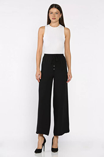 julude Black Women's Elastic Waist Loose Fit Trousers