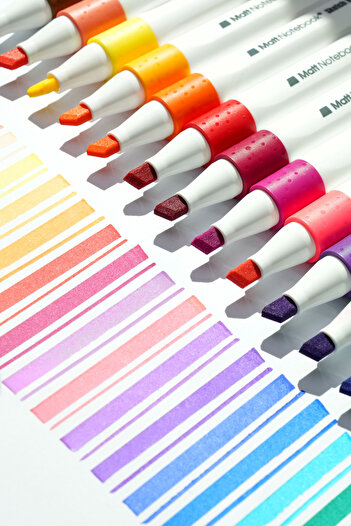 Matt Notebook 36 Color Double Tip Marker Pen Set Boxed Brush + Chisel