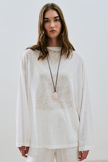 Manuka Linen mixed ecru blouse