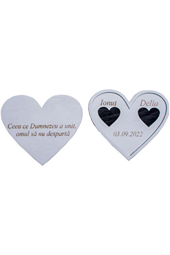 OEM Personalized Wedding Ring Jewelry Box HH1602 White Wood Heart 14x12 cm