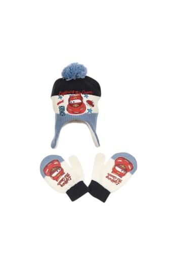 CARS Hat and gloves set, blue/white, 48 cm,