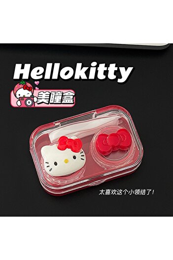 Miniso Red Kawaii dos desenhos animados caixa de lentes de contato arco quadrado lente de contato companhei