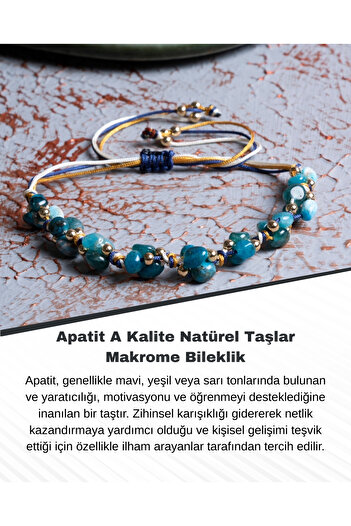 Saff Doğal Taş Apatit A Kalite Natürel Taşlar Makrome Bileklik