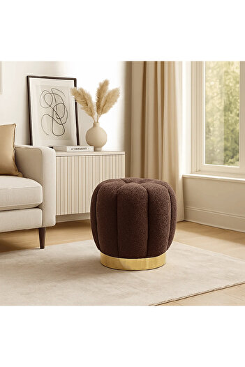 Generic Pouf Chair - Brown Bouclé Fabric