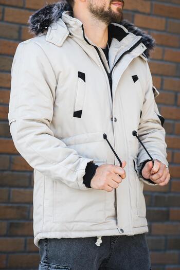 since 1990 man Manremo Fur Lined Hooded Canvas Long Coat Parka