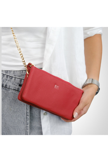 MFT Leather Design Genuine Leather Women's Wallet Bag |   Almeda 5463 Flother Mat Red