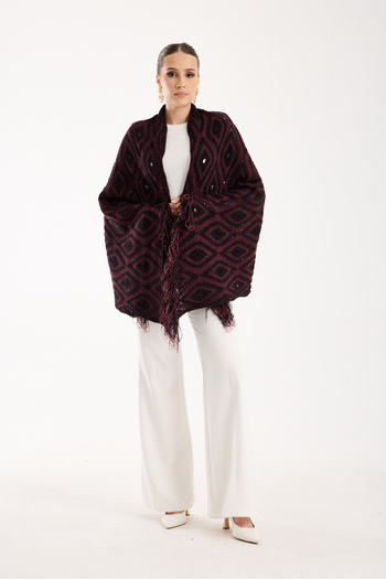 OCEAN KNITWEAR Black Murdum Tassel Shawl