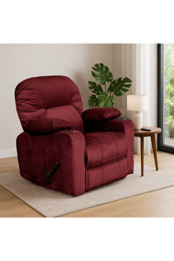 BACK COMFORT |Crown Seat|Velvet Classic Cinematic Recliner Chair with Cups Holder