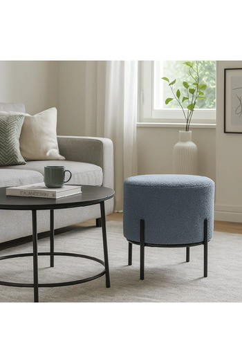 Generic Pouf Chair - Blue Bouclé Fabric