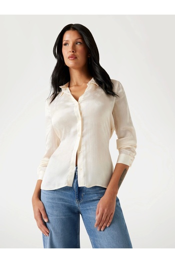 Guess Marthe Women's Cream Relaxed Fit Shirt W5Yh1Awhcr2-G1F7