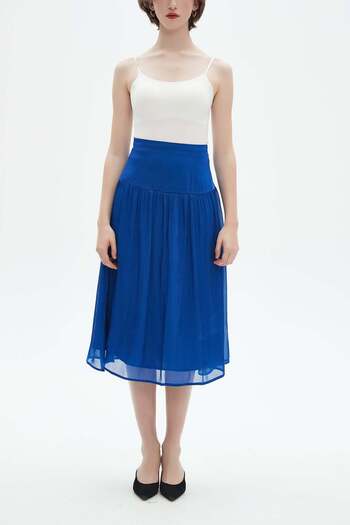 Nichii WIDE MIDI SKIRT WITH CHIFFON DETAILS AT THE BOTTOM