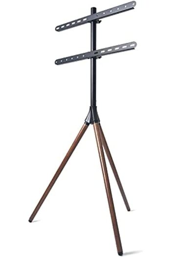 HAMOOD TV SA Studio-Style Freestanding TV Stand with Tripod Legs for Screens 32-65 Inches, Adjustable Height