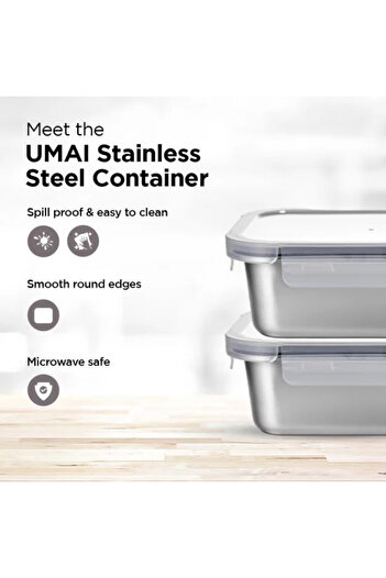 SAFA Stainless Steel Rectangular Food Container. Capacity 1780ML. / 119622
