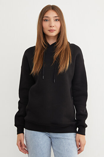 Fulla Moda Φούτερ με κουκούλα 3 νήματα Basic Oversize
