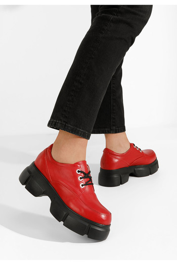 B T Shoes Disia red leather women's casual shoes