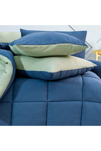 Schafer Home Softy Comfort Quilt Set 4 Pieces-Indigo/Water Green