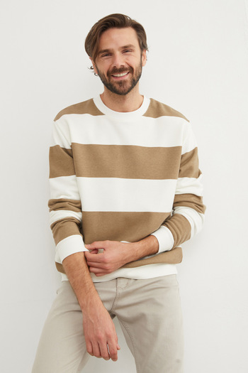Fulla Moda Φούτερ με ριγέ Crew Neck