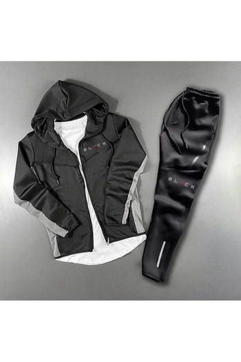 ByFourMan Black Printed Men's Black Scuba Bottom Top Tracksuit Set