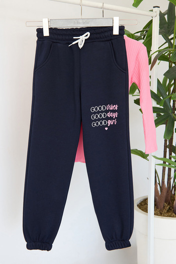 Fulla Moda 3 Thread Letter Printed Girls' Jogger Sweatpants