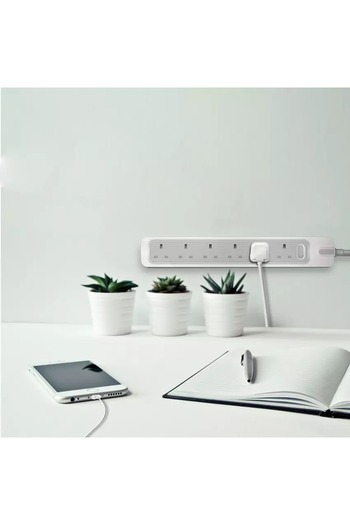 RAFEED Electric Power Extension Cord 6 Sockets 5m White/Grey