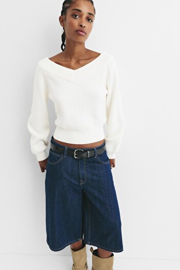 Pull & Bear Fitilli örgü crop kazak