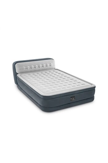 Intex Queen Dura-Beam Double Air Mattress with Electric Plush Headboard