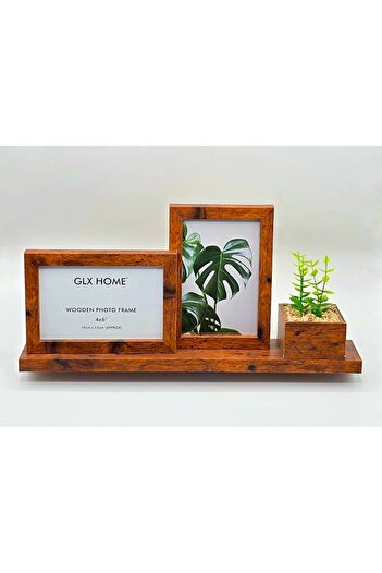 Galaxy Home Decorative Wooden Flowered 2-Piece Table Picture Frame Brown Color