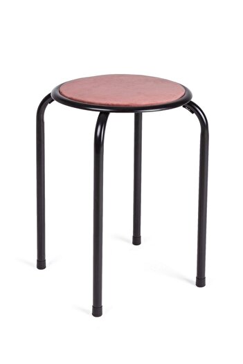 Bizzotto Taburet cu picioare din fier negru si sezut din velur roz Amal 30x30x45 cm