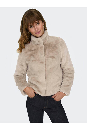 ONLY Γυναικείο παλτό Onlnewvida Life Faux Fur Beige 15295423