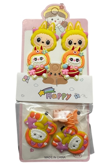 Emsay Store Labubu Model Multiple Children's Hair Clips - Set Hair Clip-Pack Elastic Set Labubu Hair Clip - Elastic Hair Clip