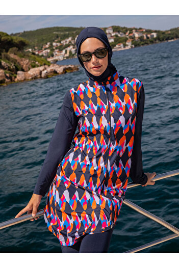 Mayo Bella By Styli Blue Front Zip Burkini Set