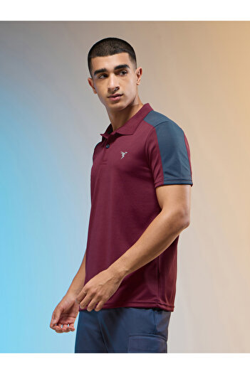 Technosport By Styli Maroon Color Block Polo Shirt