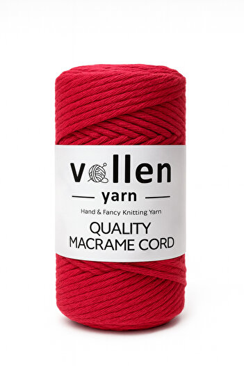 vollen yarn Taranan Macrame Cord, 3mm Single Twist, Macrame Knitting Cord, Taranable Cotton Macrame