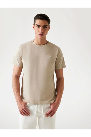 Guess Ss Cn Patch Men's Beige Regular Fit T-Shirt M4Yi0Akccm1-G1Ca