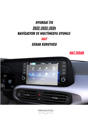 UniqAnatolia Hyundai I10 2022-2023-2024 Navigation and Multimedia Compatible Matte Screen Protector