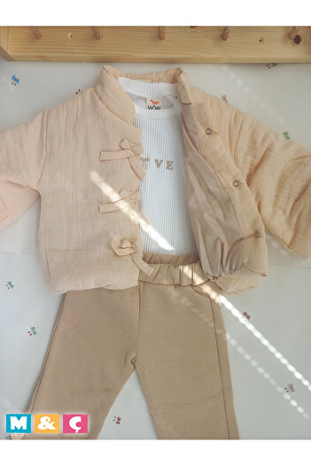 MÇ FAMİLY STORe Baby 3-Piece Suit with Jacket, Combined Thick Winter Bottom and Top Set, Baby Outfit