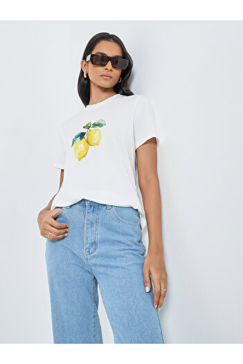 Take Two By Styli Women Lemon Graphic Print T-Shirt