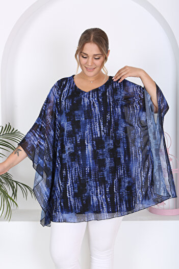 XL Modam Women's XL Modam Lycra Viscose Dark Blue Inside Viscose Outside Chiffon Tank Top Tunic Double Tunic
