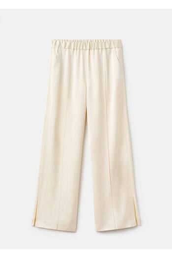 MANGO Woman Yanları yırtmaçlı saten pantolon
