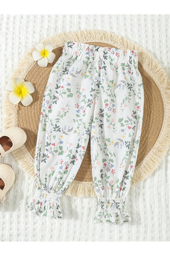Styli Girls Cotton Floral Print Elastic Waist Pants