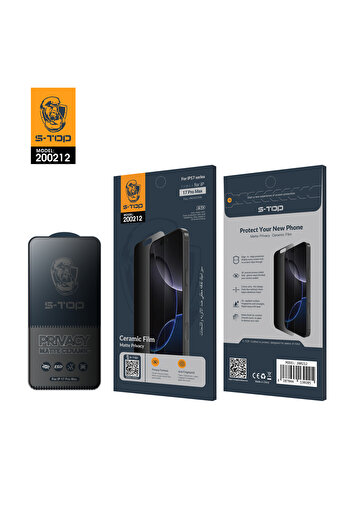 S-TOP واقي شاشة سيراميك مطفي لهاتف iPhone 17 Pro Max - مقاوم للغبار والشحنات | حماية فائقة