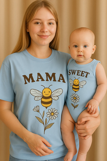 SVART WEAR Mama Mini Anne Kız Bebek Kombin Oversize Tshirt Tişört+Pamuklu Çıtçıtlı Body Zıbın TEKLİ FİYAT