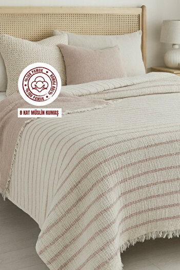 sutra 100% Cotton 8 Layer Muslin Fabric Double Size Quilt Bedspread - 250X280 cm