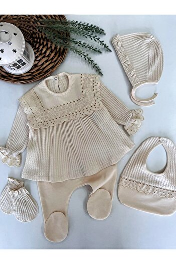 GizaKids 100% Cotton Baby Girl Newborn 5 Piece Hospital Discharge Set